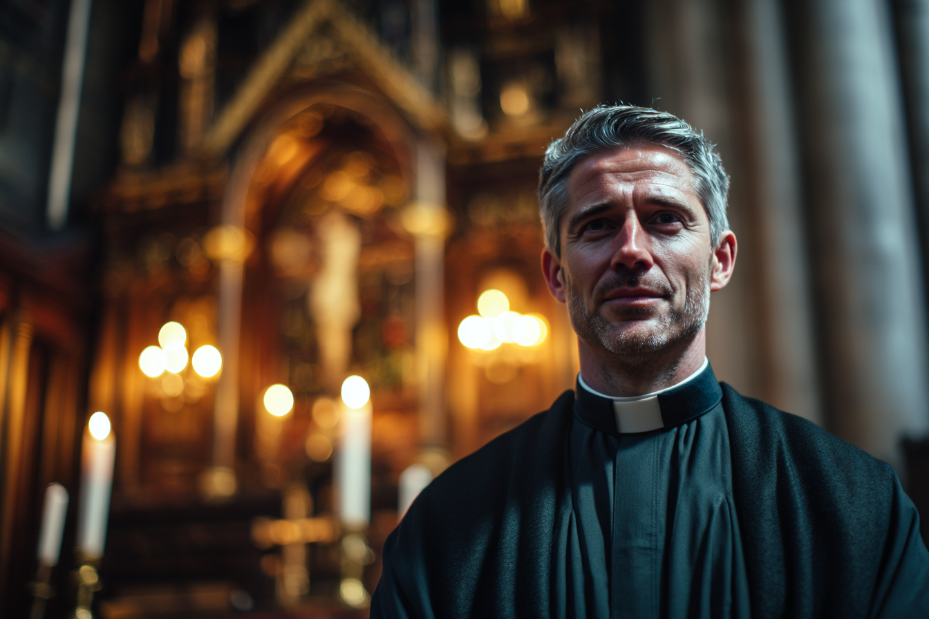 Ein Priester steht am Altar | Quelle: Midjourney