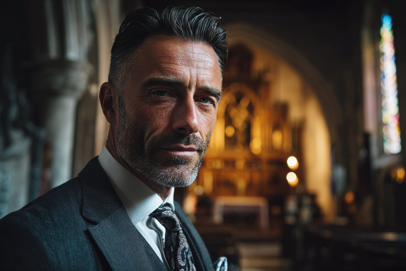 Ein Mann steht in einer Kirche | Quelle: Midjourney
