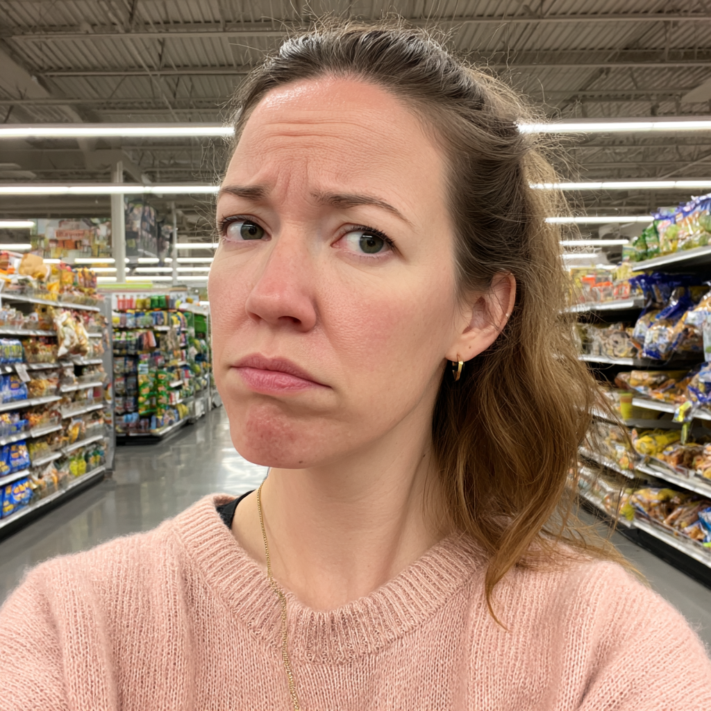 Eine Nahaufnahme einer stirnrunzelnden Frau | Quelle: Midjourney