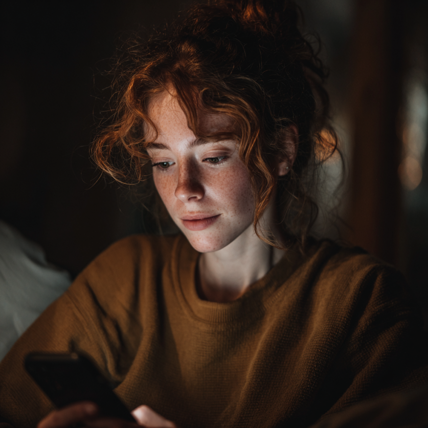 Kobieta sprawdzająca swój telefon | Źródło: Midjourney