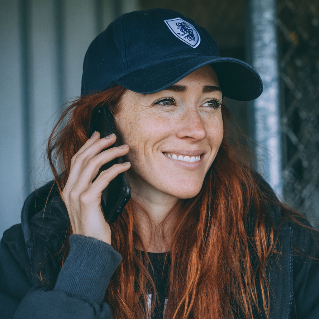 Eine lächelnde Frau, die am Telefon spricht | Quelle: Midjourney
