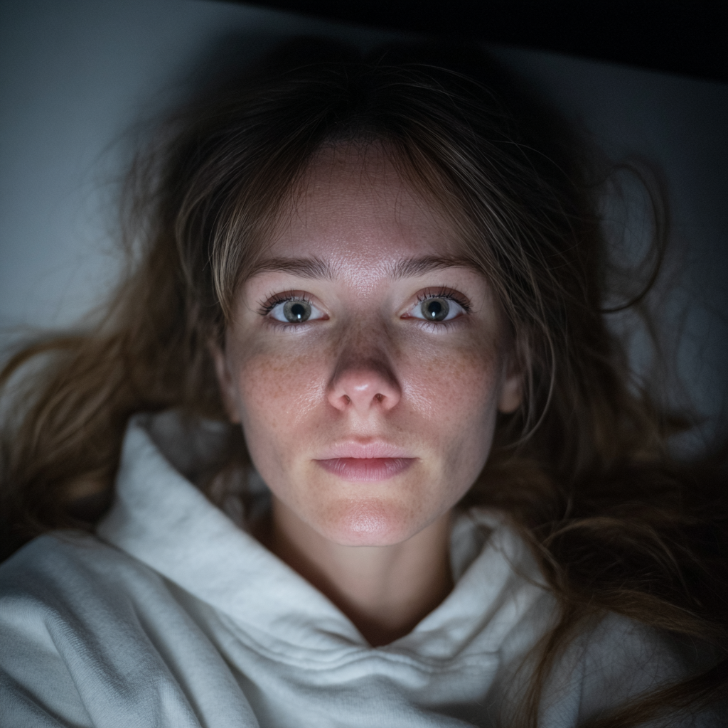 Eine emotionale Frau, die in ihrem Bett liegt | Quelle: Midjourney