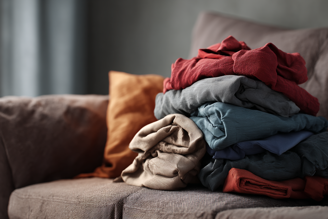 Wäsche auf einem Sofa | Quelle: Midjourney