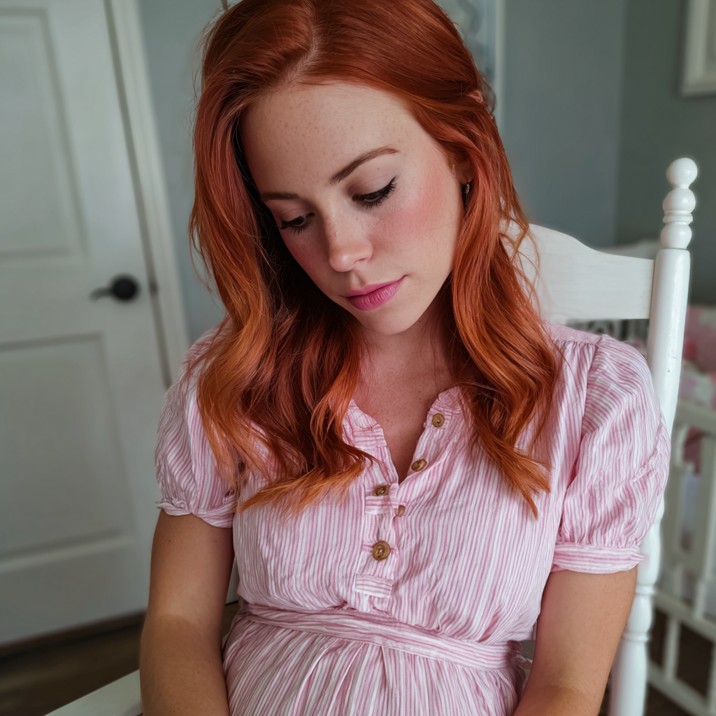 Eine schwangere Frau, die in einem Kinderzimmer sitzt | Quelle: Midjourney