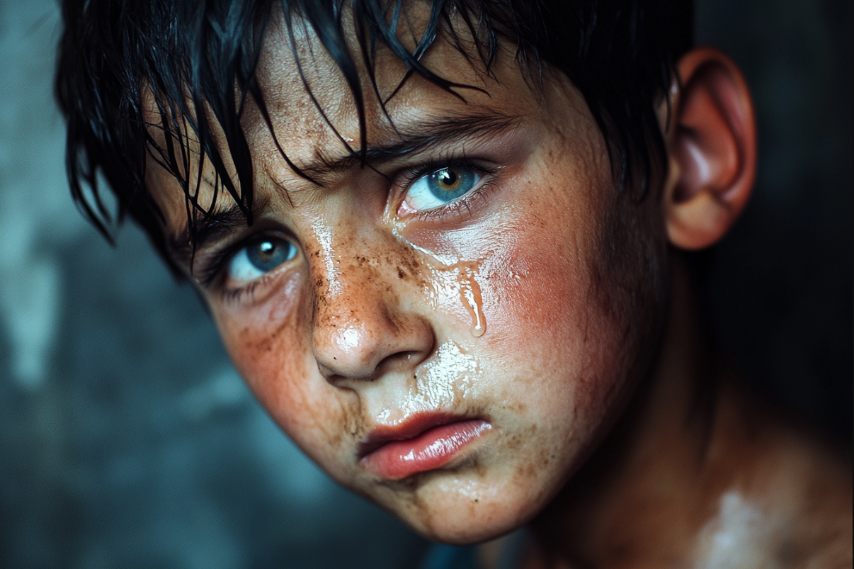 Szlochający chłopiec | Źródło: Midjourney