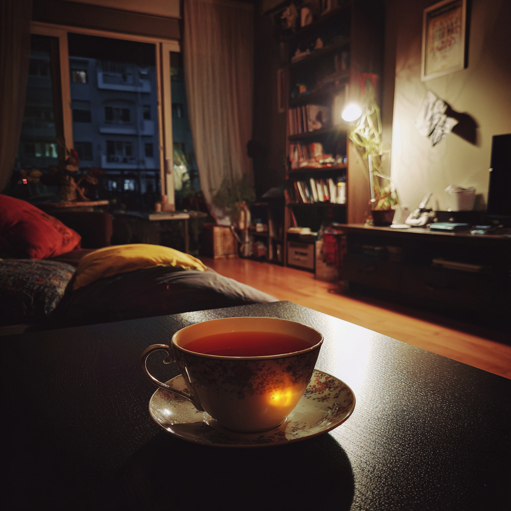 Eine Tasse Tee auf einem Tisch | Quelle: Midjourney