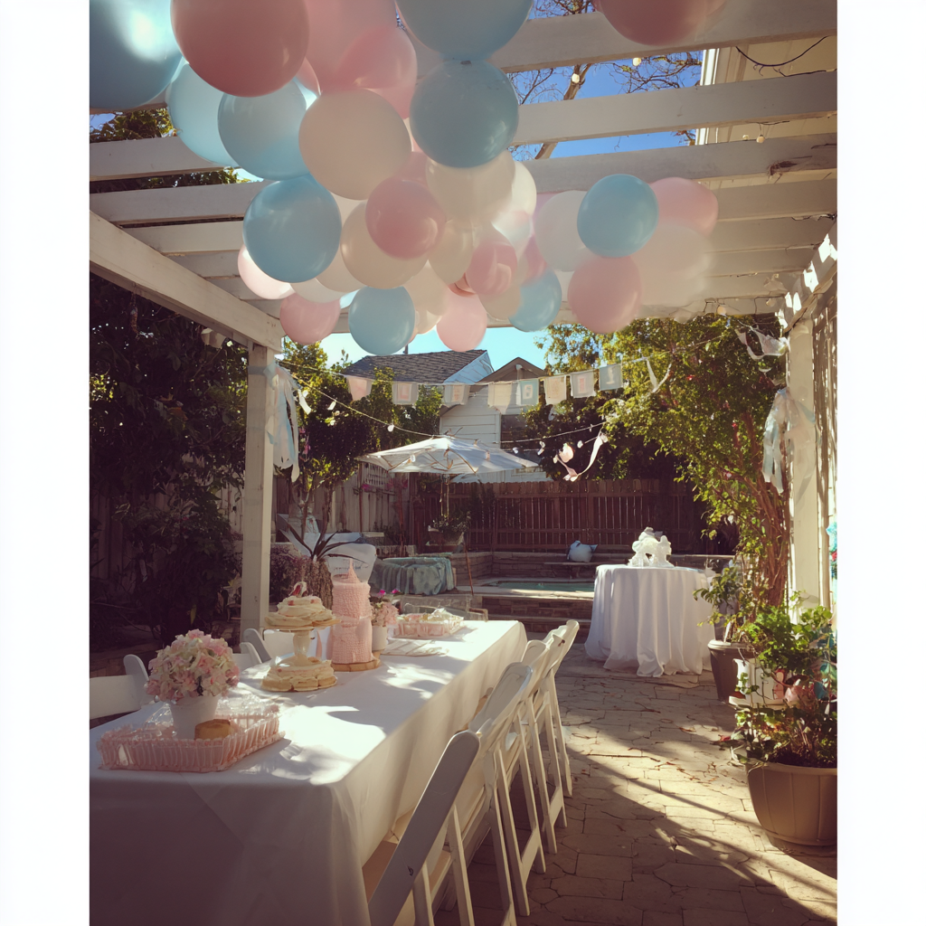 Eine Babyparty im Hinterhof | Quelle: Midjourney