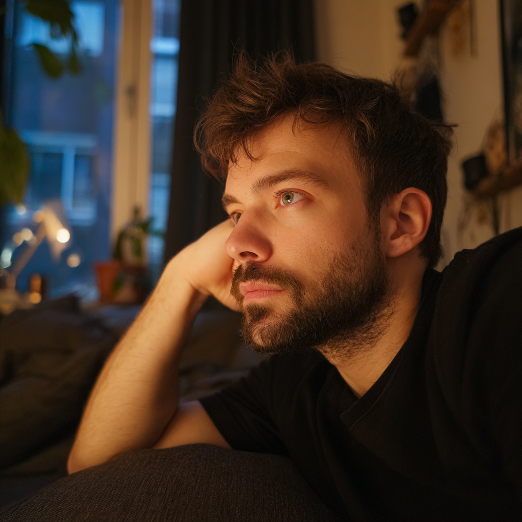 Ein Mann ruht sich auf einer Couch aus | Quelle: Midjourney