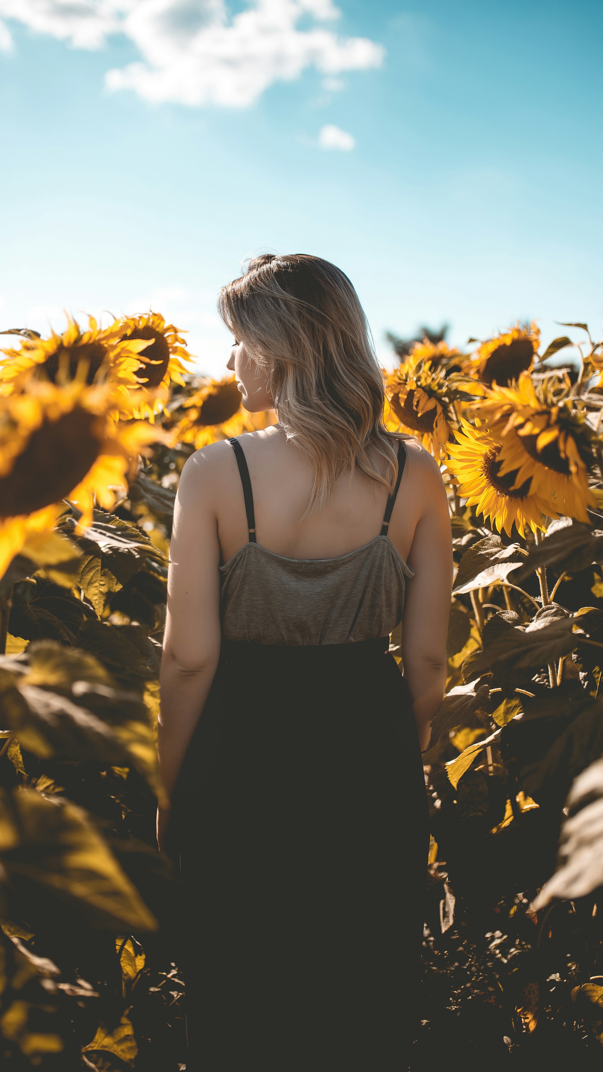Eine Frau in einem Sonnenblumenfeld | Quelle: Unsplash