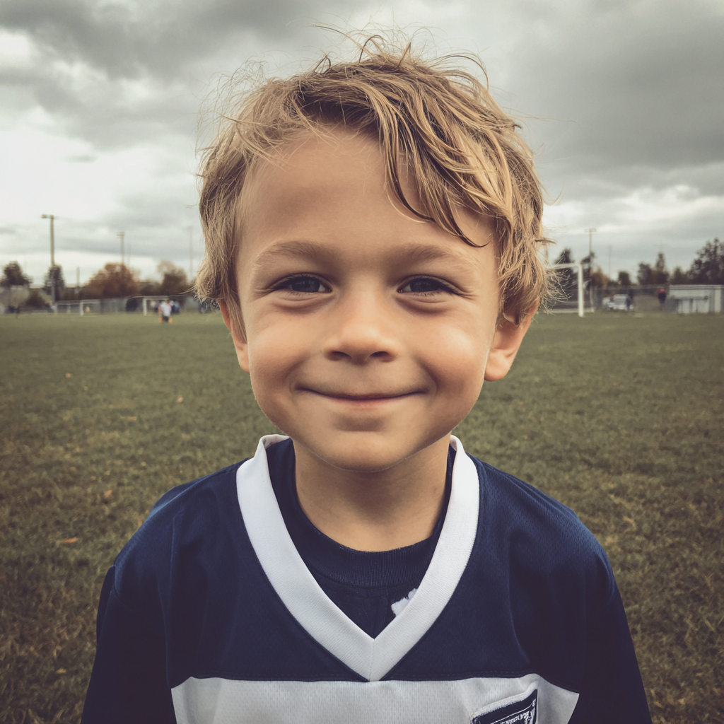 Ein lächelnder kleiner Junge beim Fußballtraining | Quelle: Midjourney