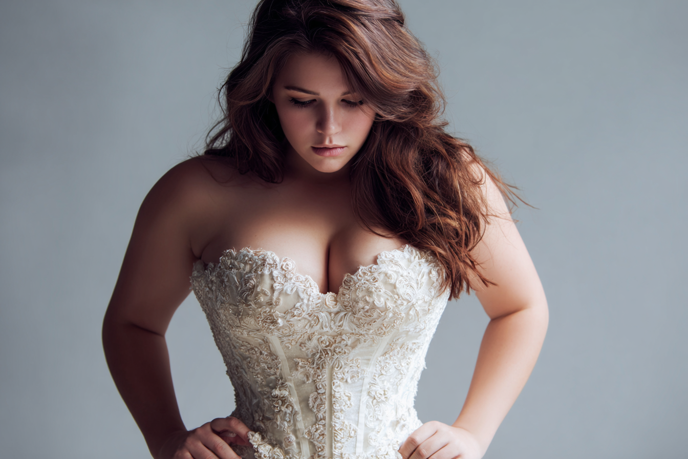 Eine Frau, die ein zu enges Hochzeitskleid trägt | Quelle: Pexels