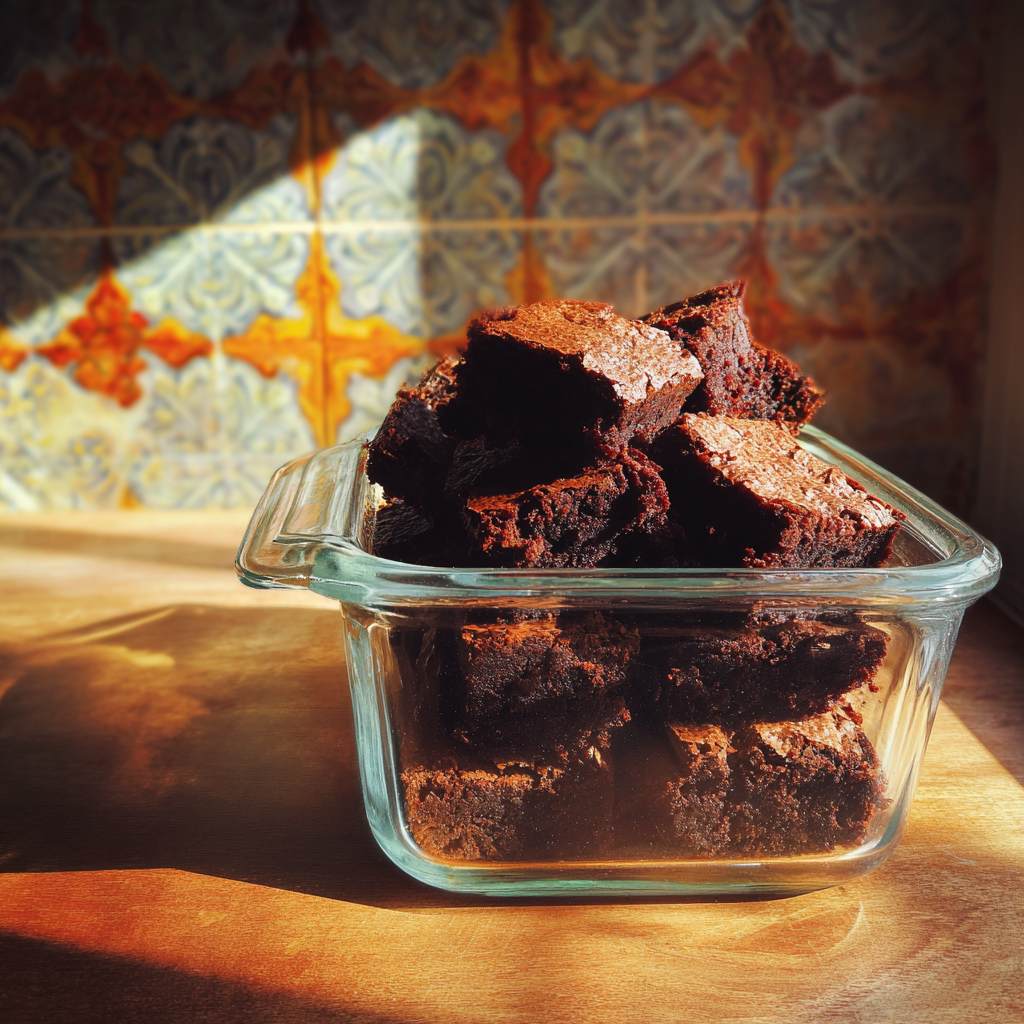 Ein Behälter mit übrig gebliebenen Brownies | Quelle: Midjourney