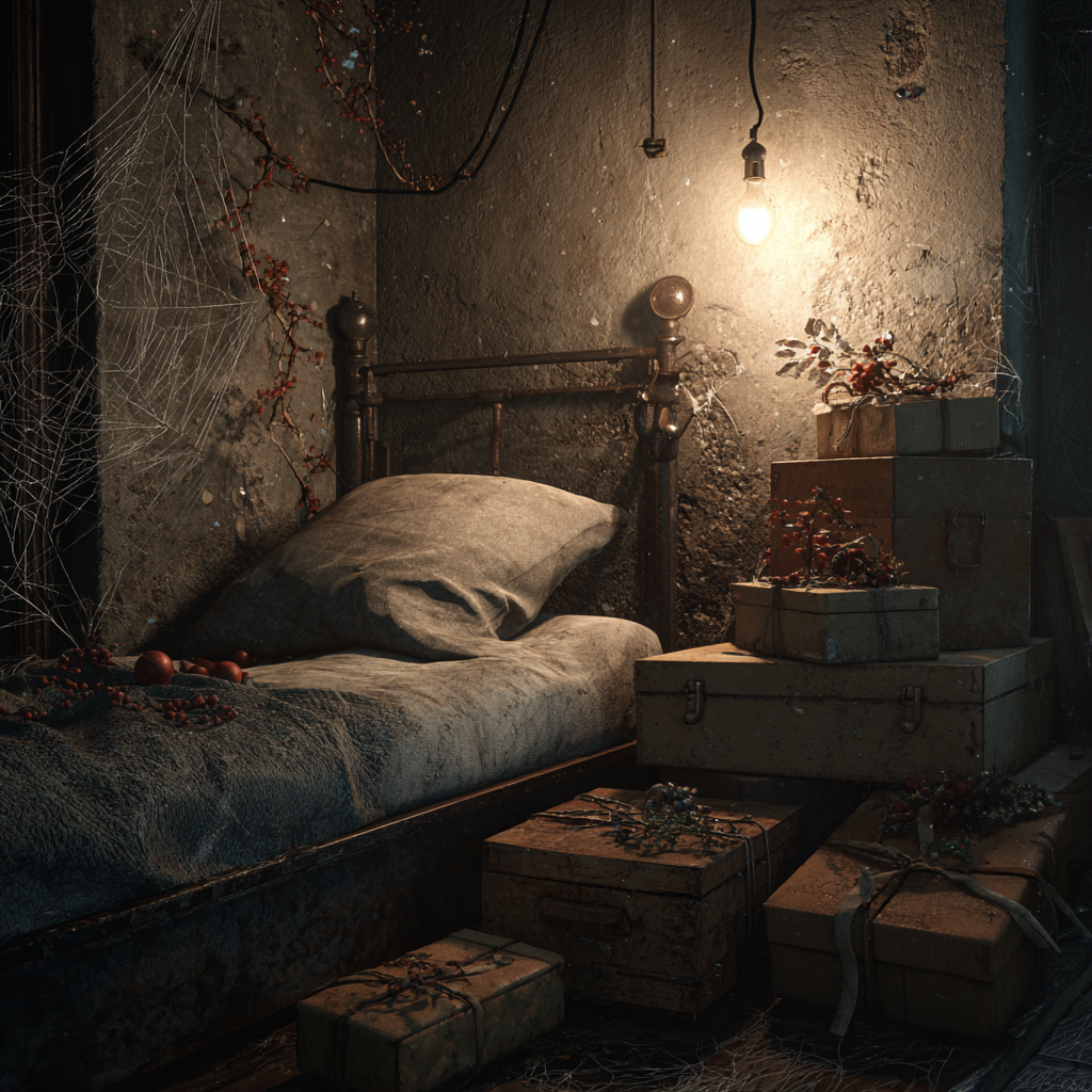 Ein Bett in einem schmuddeligen Zimmer | Quelle: Midjourney