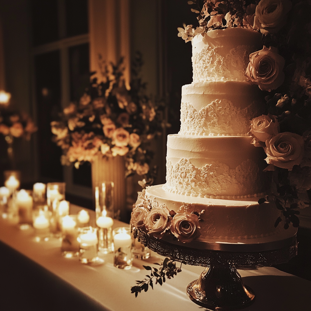Eine wunderschöne Hochzeitstorte | Quelle: Midjourney