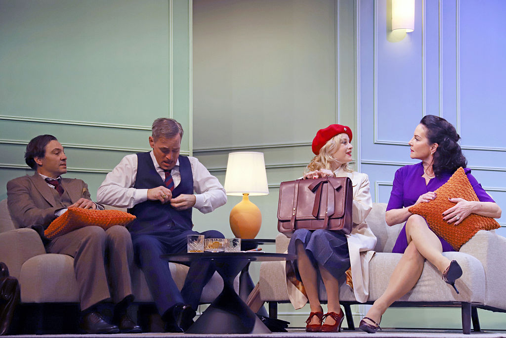 Leander Lichti, Jan Sosniok, Henrike Fehrs and Marisa Burger perform during the press rehearsal for "Kleine Verbrechen unter Liebenden" at the Komödie Winterhuder Fährhaus on 25 February 2026 in Hamburg, Germany | Source: Getty Images