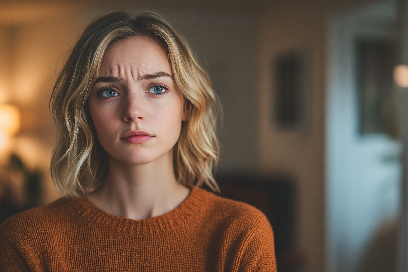 Eine besorgte, in Gedanken versunkene Frau | Quelle: Midjourney