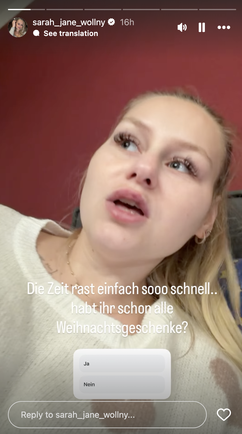 Sarah-Jane Wollnys Instagram-Story | Quelle: instagram.com/sarah_jane_wollny