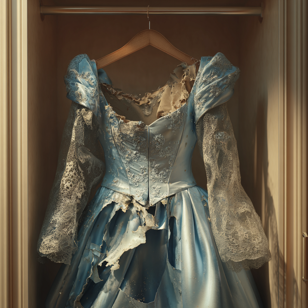 Ein Kleid in Trümmern | Quelle: Midjourney