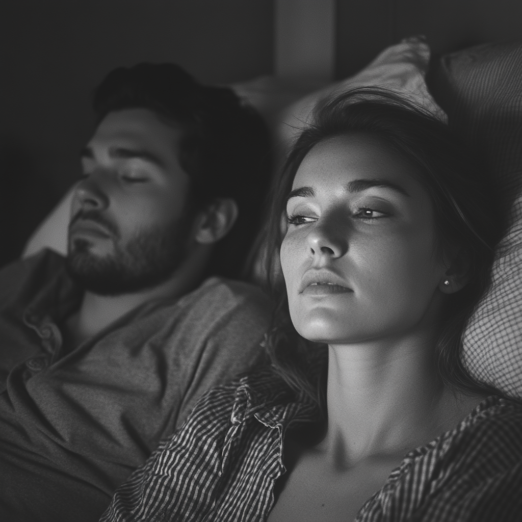 Sarah kämpft um den Schlaf, während sie über den Zettel nachdenkt | Quelle: Midjourney