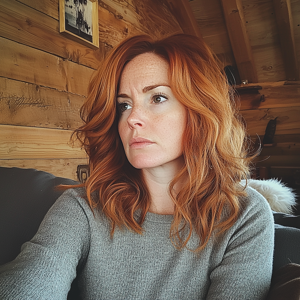 Eine Frau, die auf einer Couch sitzt | Quelle: Midjourney