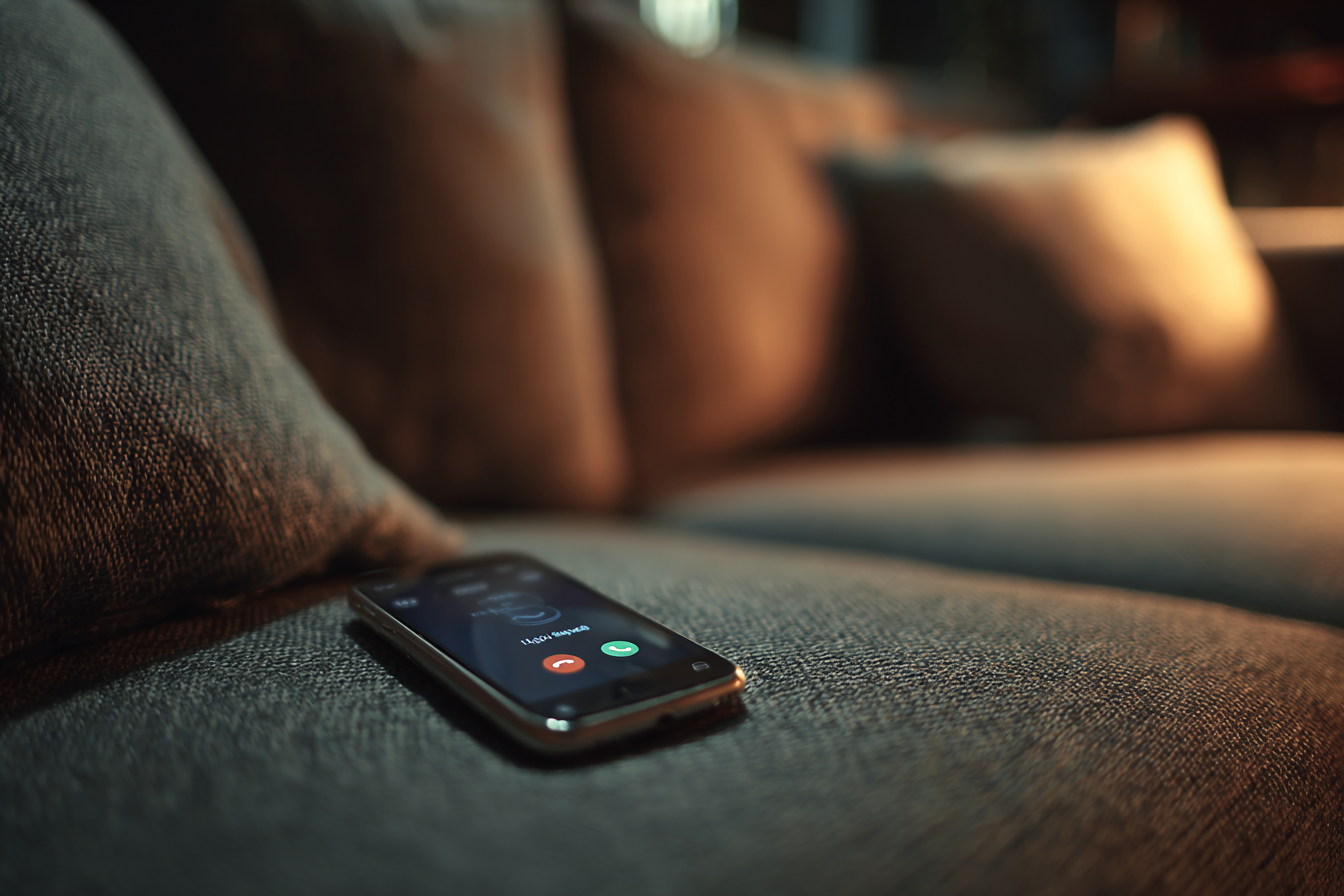 Ein Telefon auf einer Couch | Quelle: Midjourney