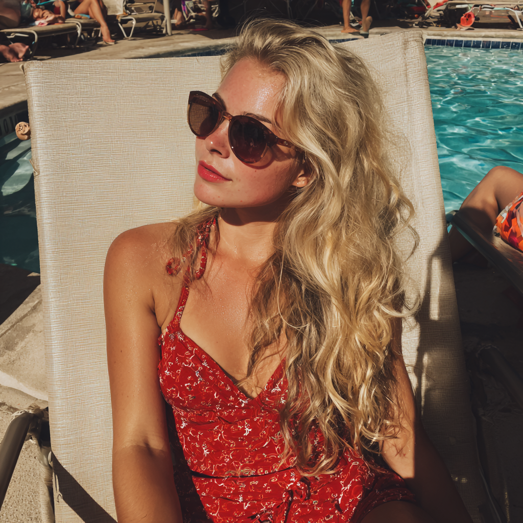 Eine Frau, die an einem Pool faulenzt | Quelle: Midjourney