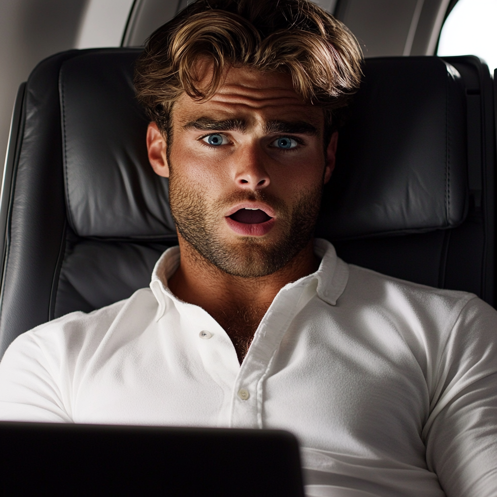 Ein Mann, der schockiert auf seinen Laptop starrt | Quelle: Midjourney