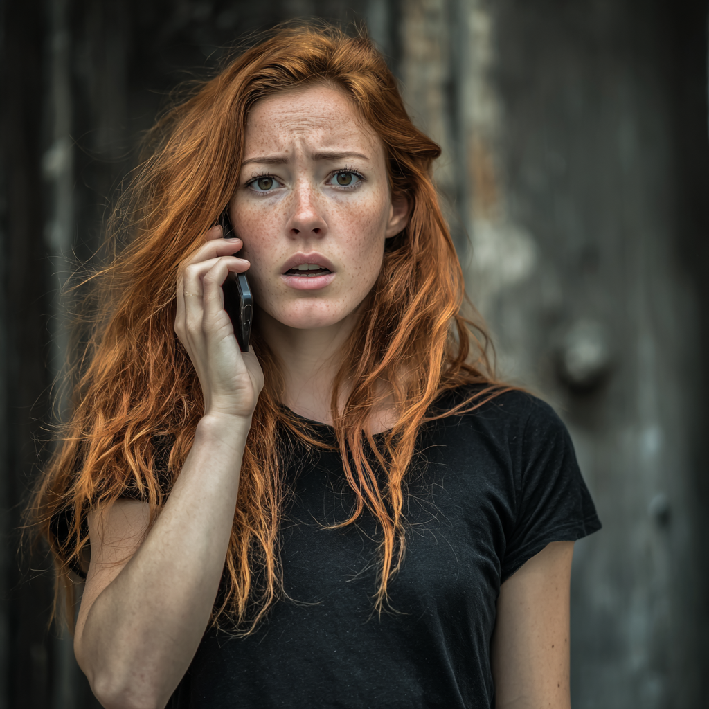 Eine schockierte und enttäuschte Frau am Telefon | Quelle: Midjourney
