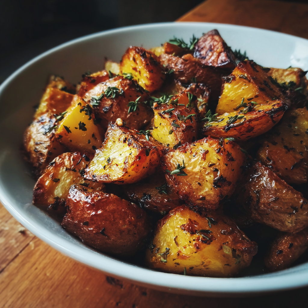 Eine Schüssel mit gebratenen Kartoffeln | Quelle: Midjourney