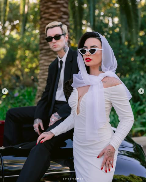 Jordan „Jutes“ Lutes und Demi Lovato posieren für ein Foto zum Valentinstag, gepostet am 14. Februar 2025. | Quelle: Instagram/josevilla