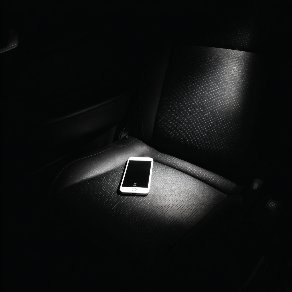 Ein Mobiltelefon auf einem Autositz | Quelle: Midjourney