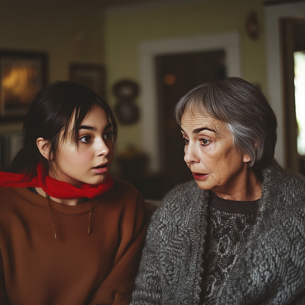 Sarah konfrontiert Evelyn mit dem Zettel | Quelle: Midjourney