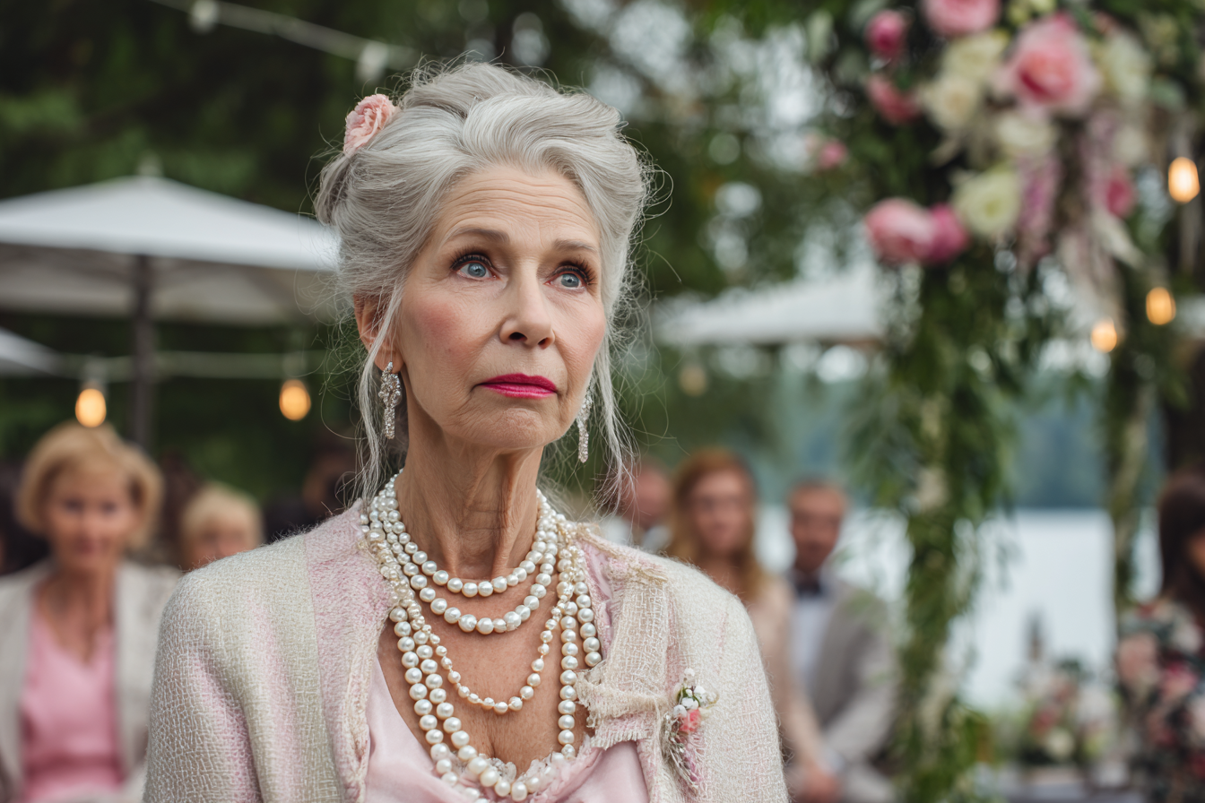 Eine ältere Frau, die mit großen Augen schaut | Quelle: Midjourney