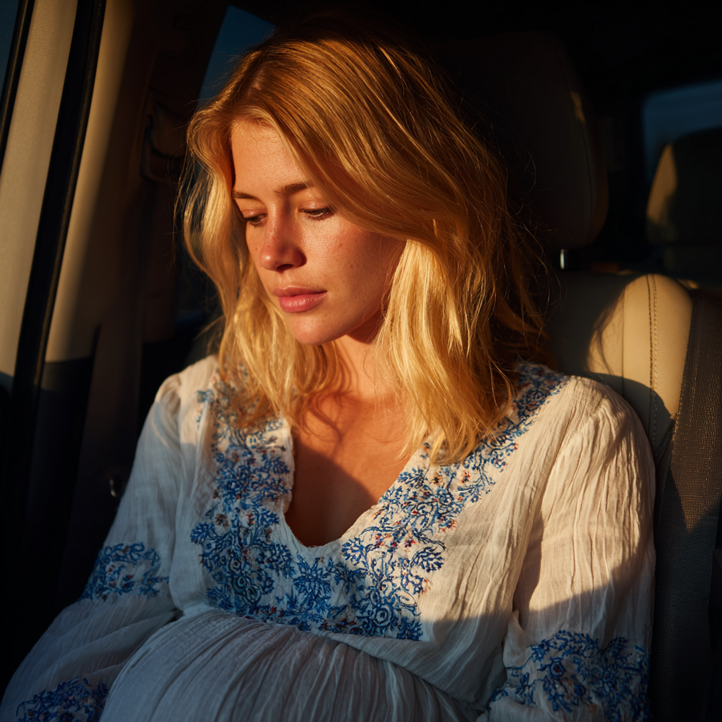 Eine aufgebrachte Frau sitzt in einem Auto | Quelle: Midjourney