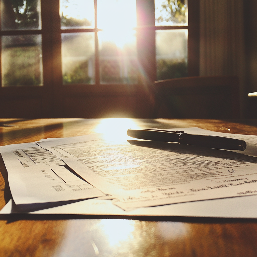 Scheidungspapiere auf einem Tisch | Quelle: Midjourney