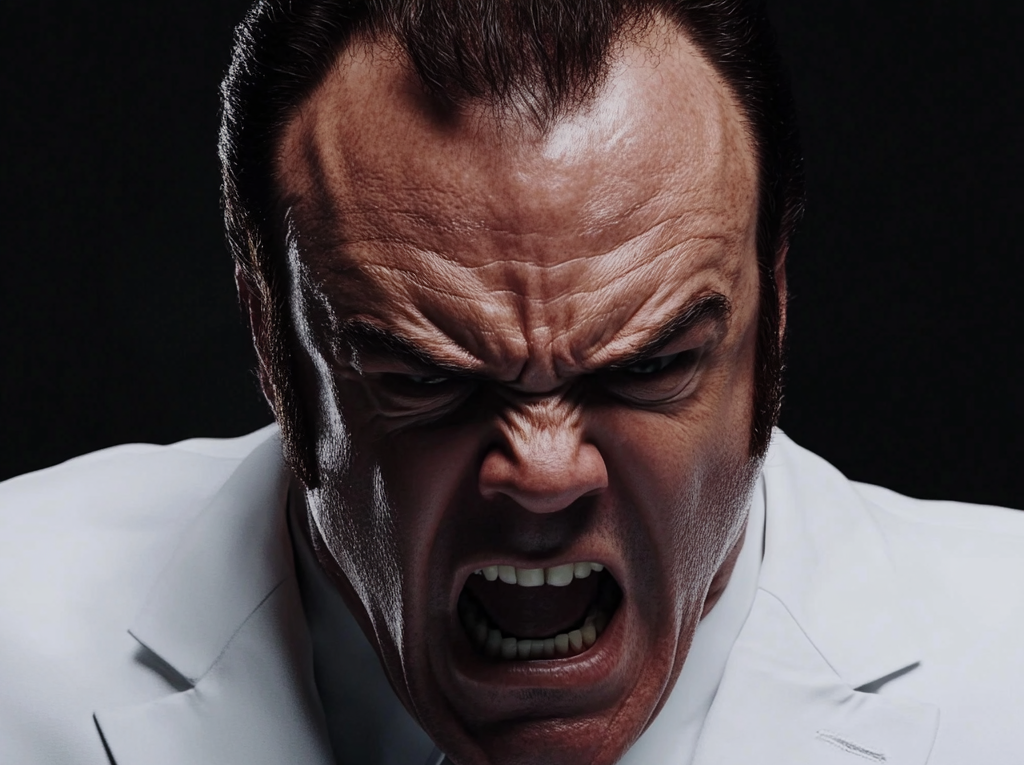 Ein extrem wütender Mann | Quelle: Midjourney