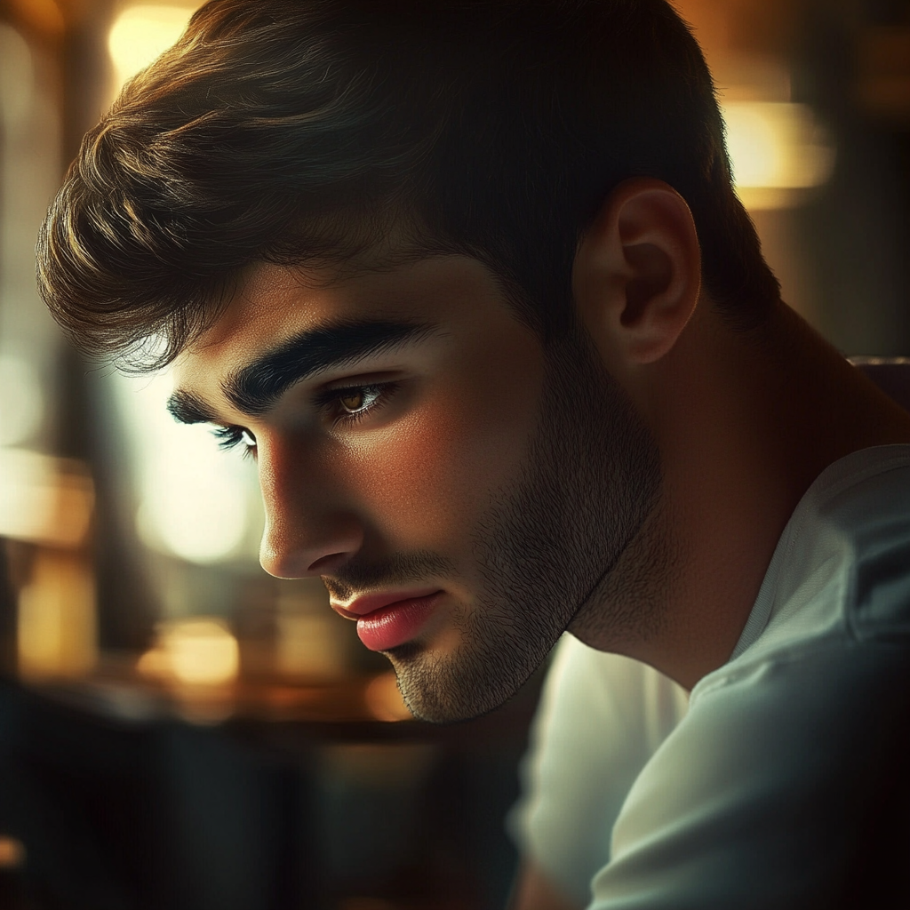 Mężczyzna pogrążony w myślach | Źródło: Midjourney