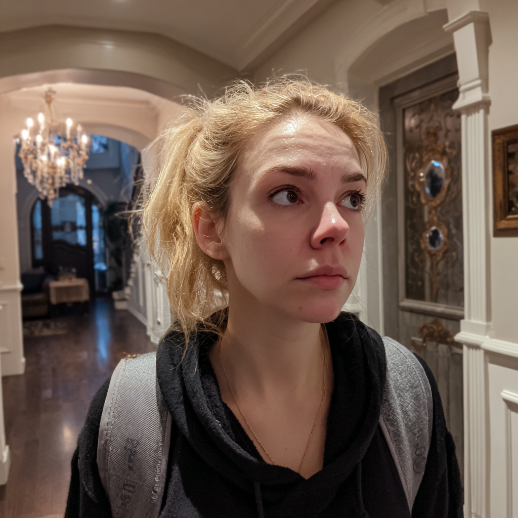 Eine Frau, die in einem Hausflur steht | Quelle: Midjourney