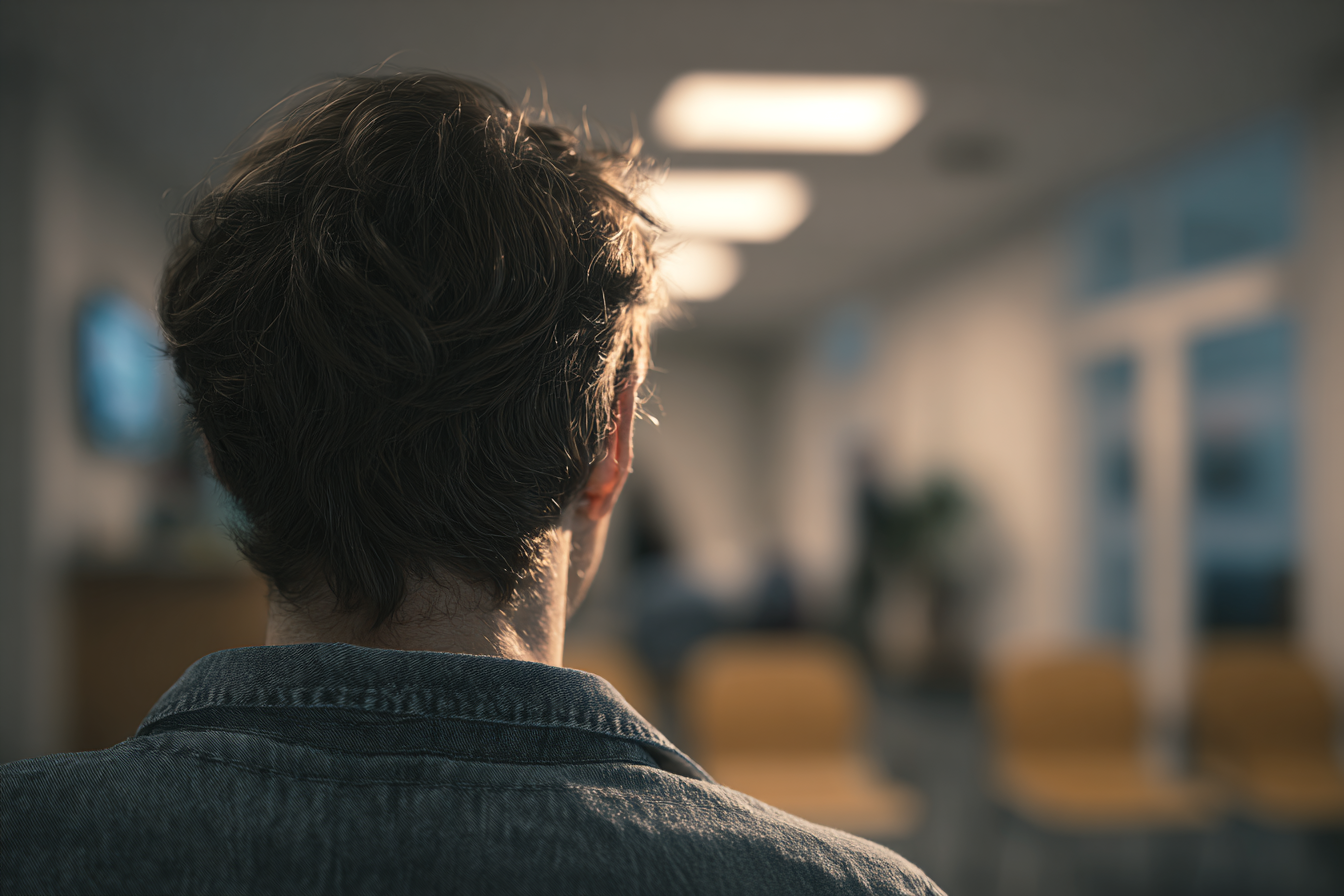 Ein Mann steht in einer Klinik | Quelle: Midjourney