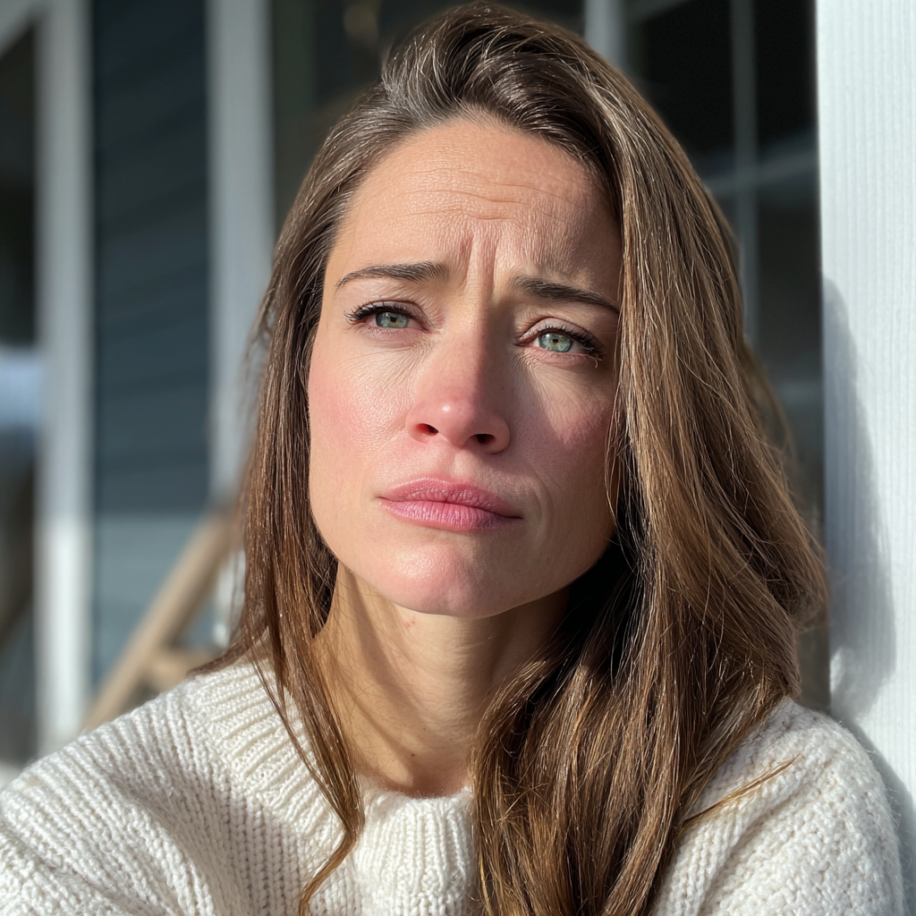 Eine Nahaufnahme einer aufgebrachten Frau | Quelle: Midjourney