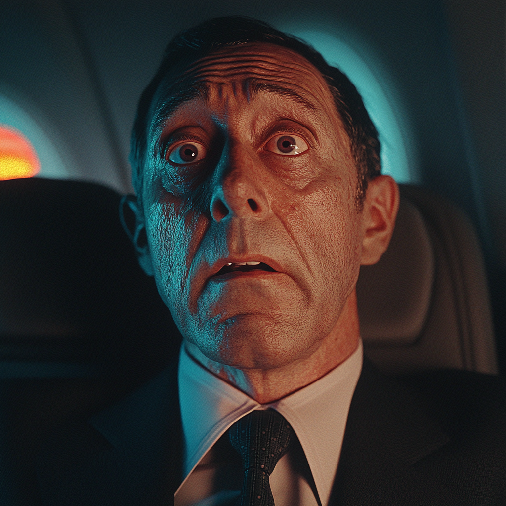 Ein Mann sitzt in einem Flugzeug | Quelle: Midjourney