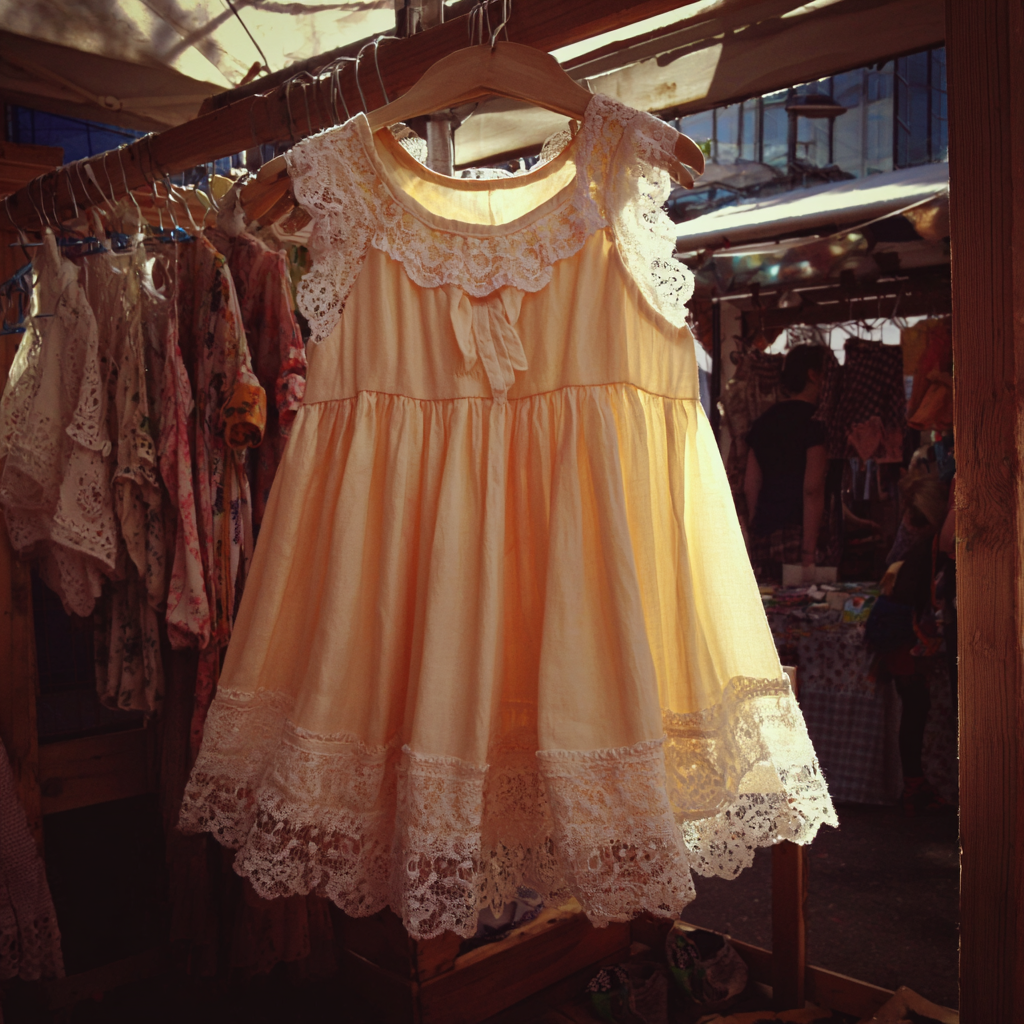 Ein gelbes Kleid mit einem Spitzenbesatz | Quelle: Midjourney
