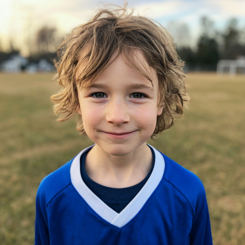 Ein kleiner Junge in seinem Fußballtrikot | Quelle: Midjourney