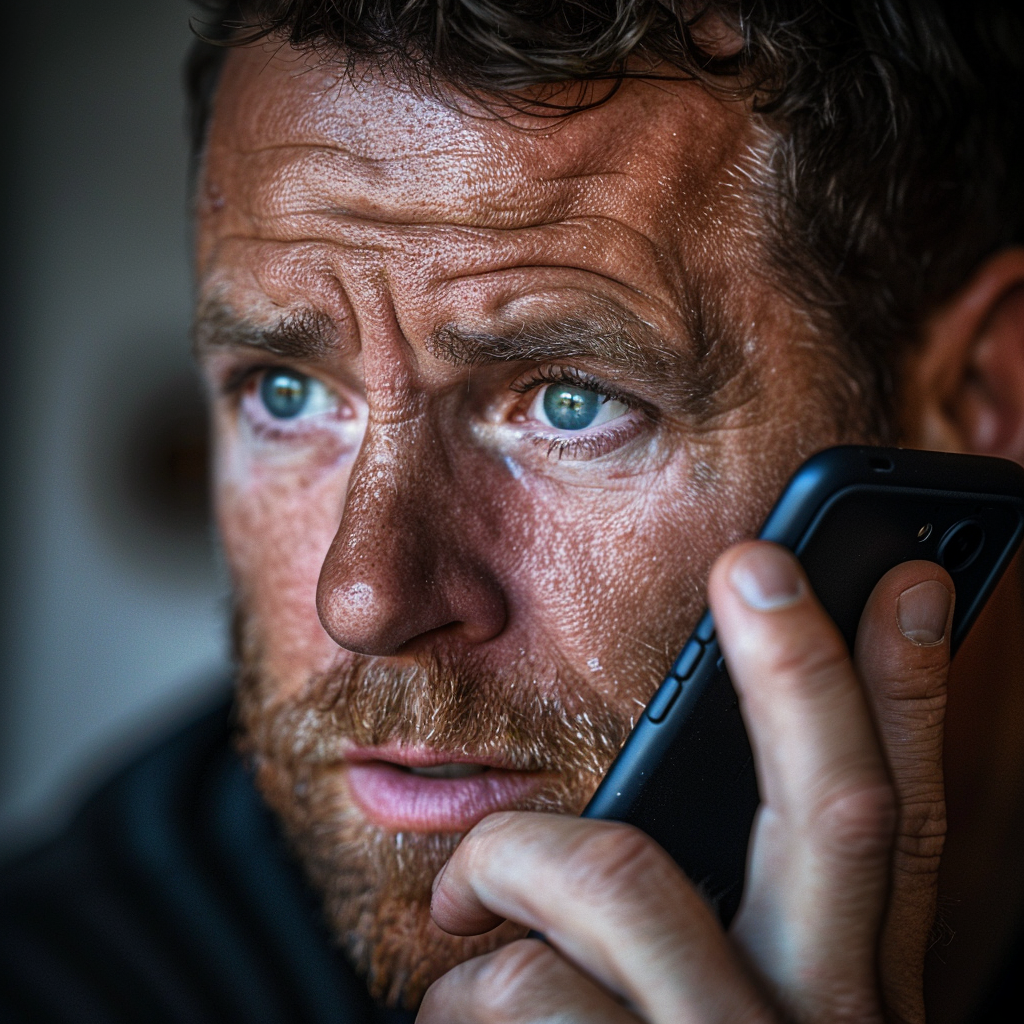 Ein aufgebrachter Mann, der telefoniert | Quelle: Midjourney