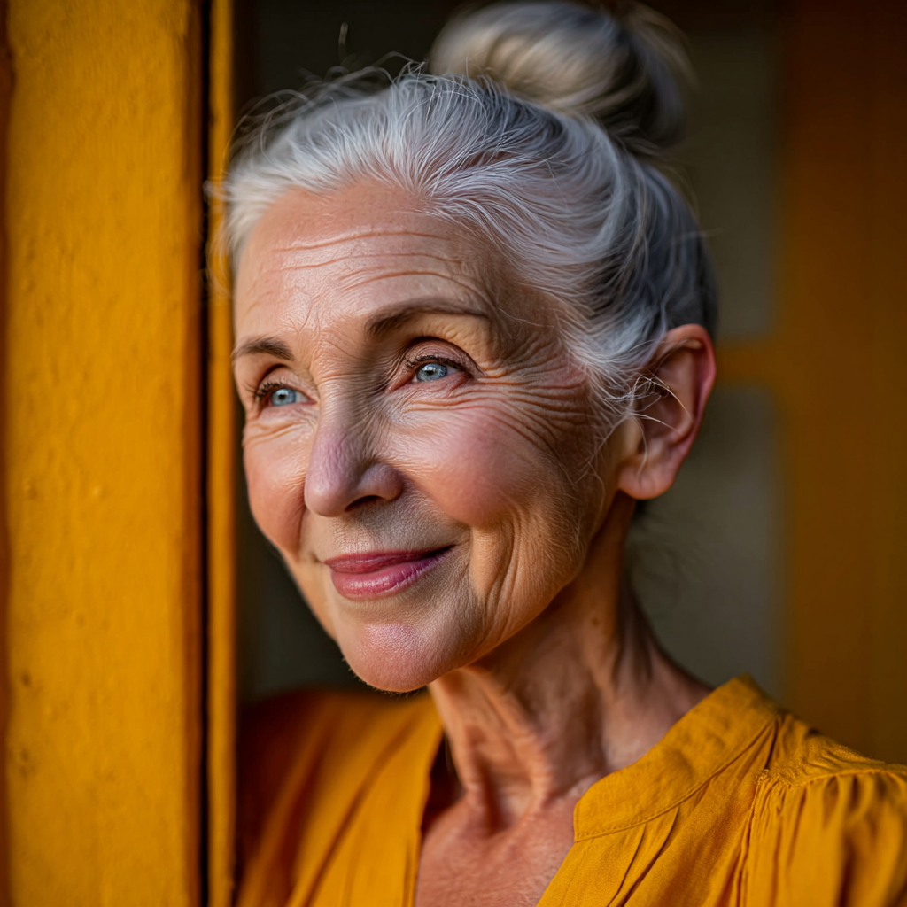 Eine lächelnde ältere Dame | Quelle: Midjourney