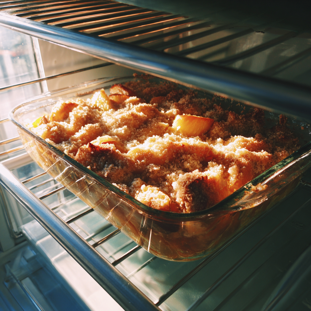 Ein Auflauf mit Pfirsichkuchen | Quelle: Midjourney