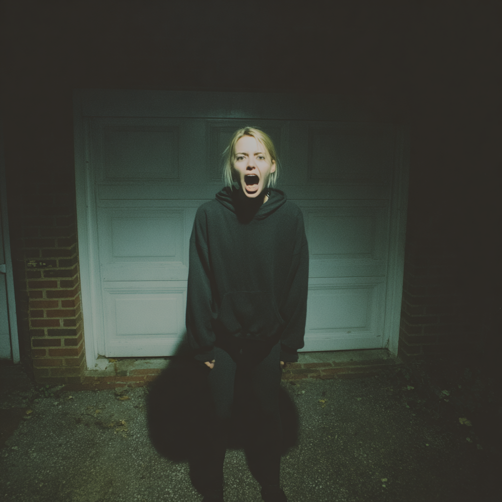 Eine schreiende Frau in Schwarz gekleidet | Quelle: Midjourney