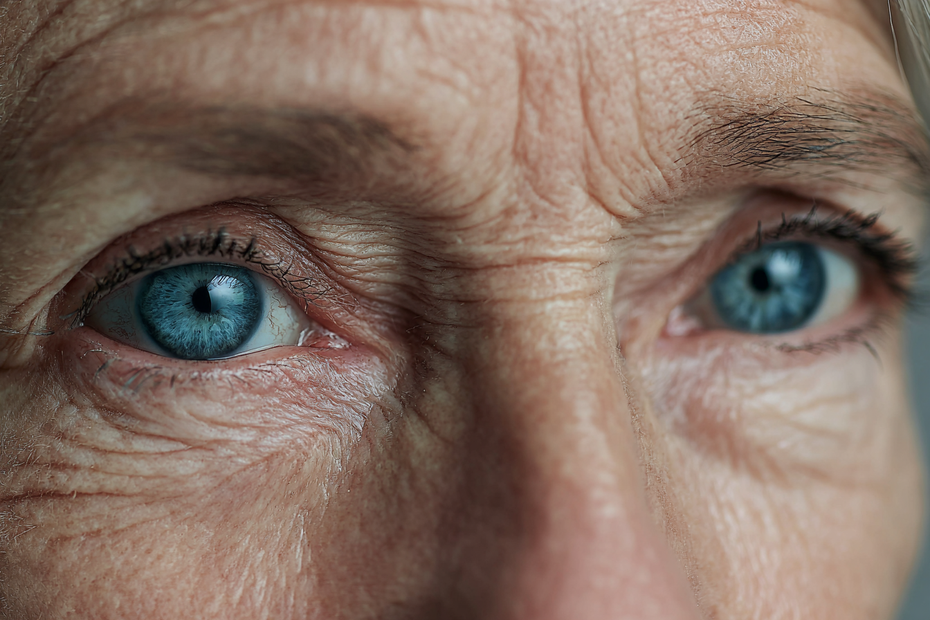 Eine ältere Frau mit blauen Augen | Quelle: Midjourney