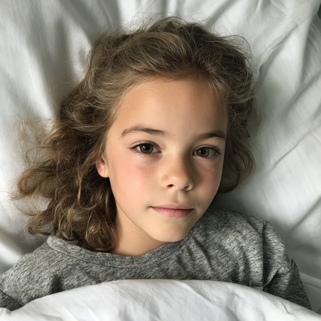 Ein kleines Mädchen liegt in einem Krankenhausbett | Quelle: Midjourney
