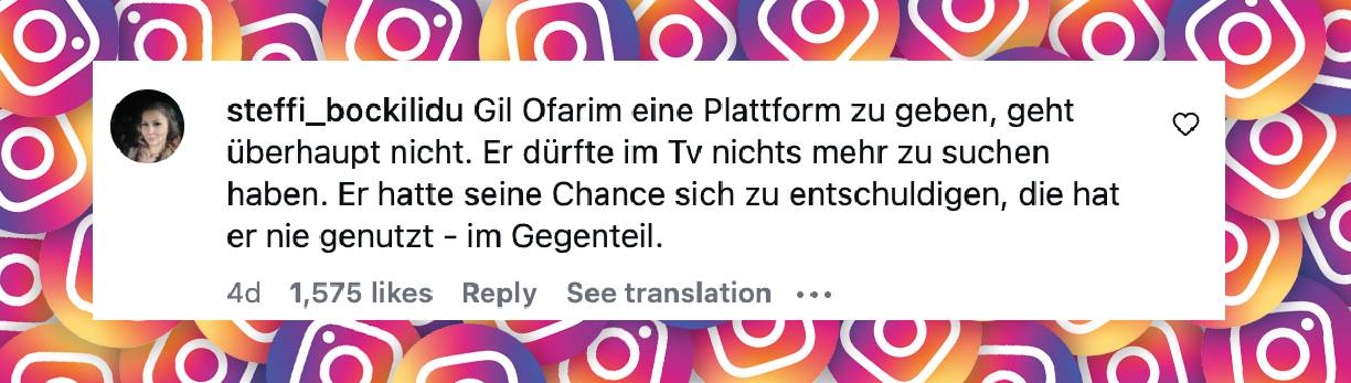 Instagram-Kommentar | Quelle: instagram.com/ichbineinstar.rtl
